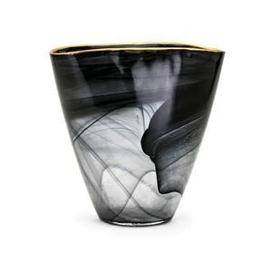 Goldsby Black and White Glass Vase 9.25 inches high x 9.25 inches wide x 4 inche